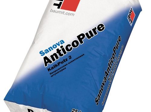 Известковая штукатурка для выполнения штукатурного грунта Baumit Sanova AnticoPure, 25кг